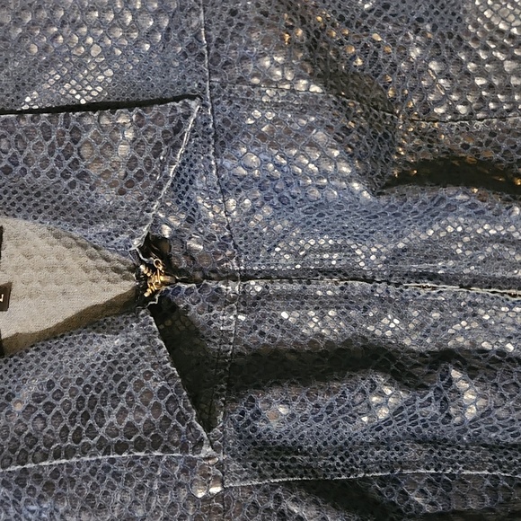 Y2k Baby Phat Blue Python-Print Leather Jacket - Picture 6 of 6